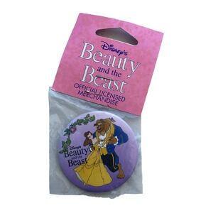 1991 Beauty and the Beast Walt Disney Belle Dancing Pinback Button Vintage NOS